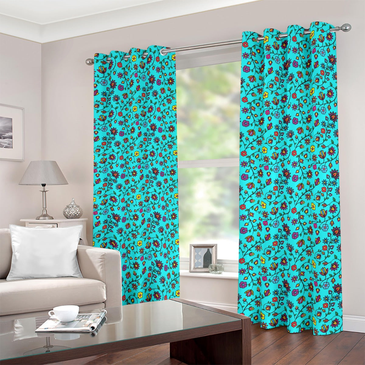 Nature's Nexus Turquoise Blackout Grommet Curtains