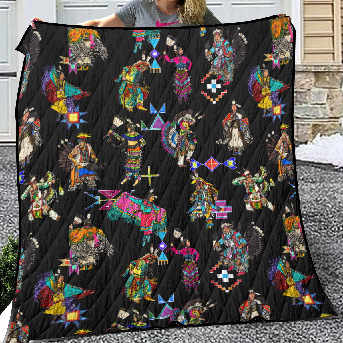 Grand Entry Dancers Black Lightweight Quilt