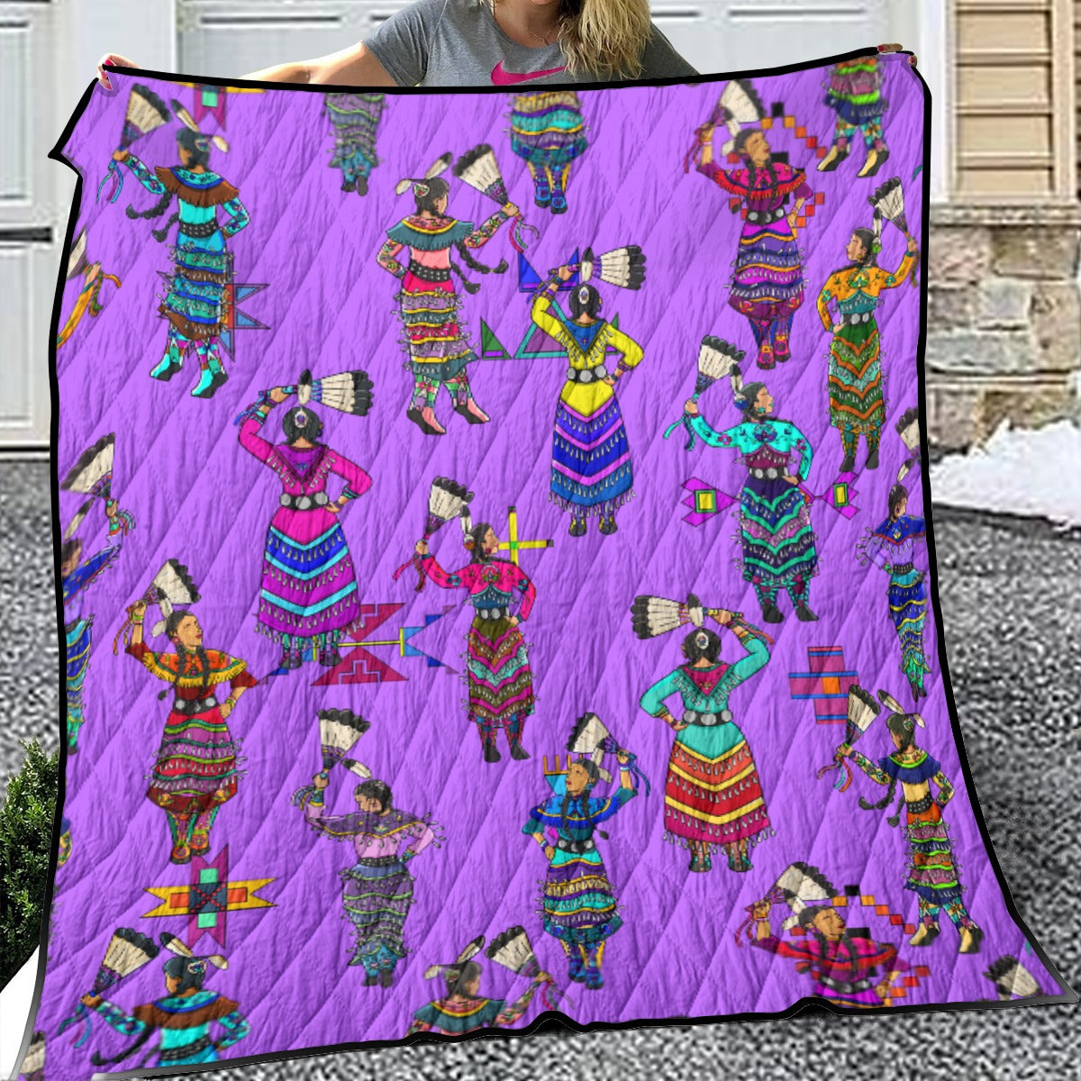Women's Jingle Dancers Purple Lightweight Quilt by 49 Dzine