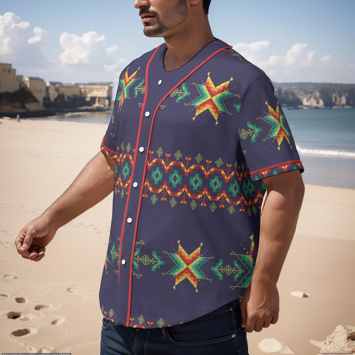 Dreams Of Ancestors Indigo Shade Short Sleeve Baseball Jersey