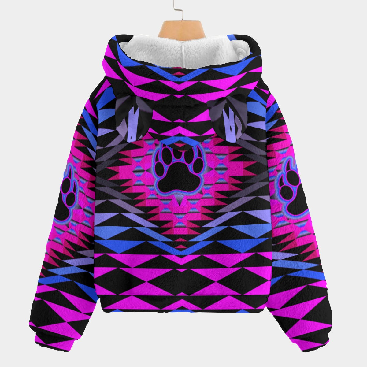 Sunset Bearpaw Blanket Pink Youth Hoodie With Ears