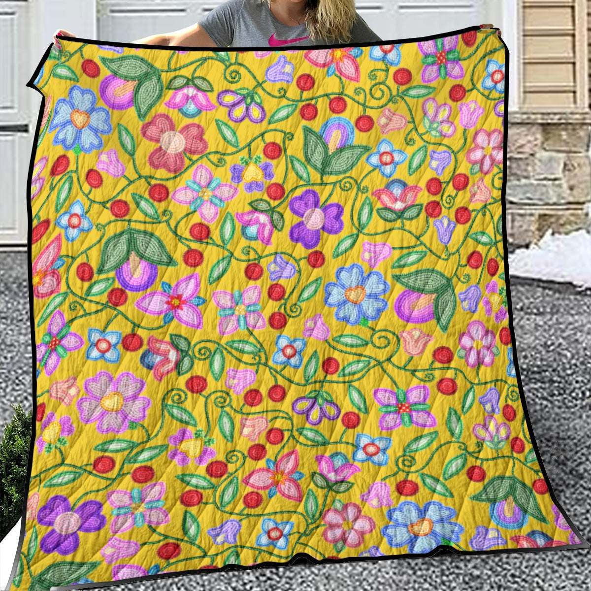 Petal Harmony Ochre Lightweight & Breathable Quilt
