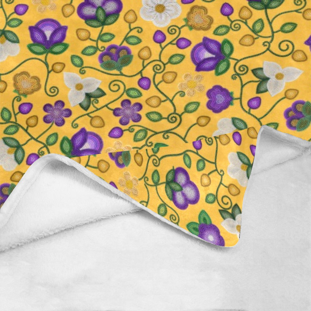 Midnight Moss Bloom Yellow Large Micro Fleece Blanket