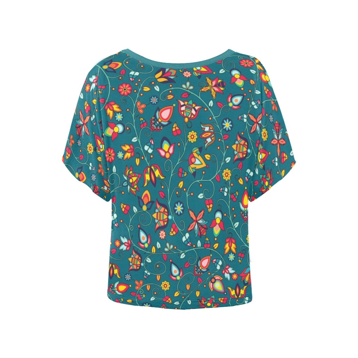 Thorny Path Teal Women's Batwing-Sleeved Blouse T shirt
