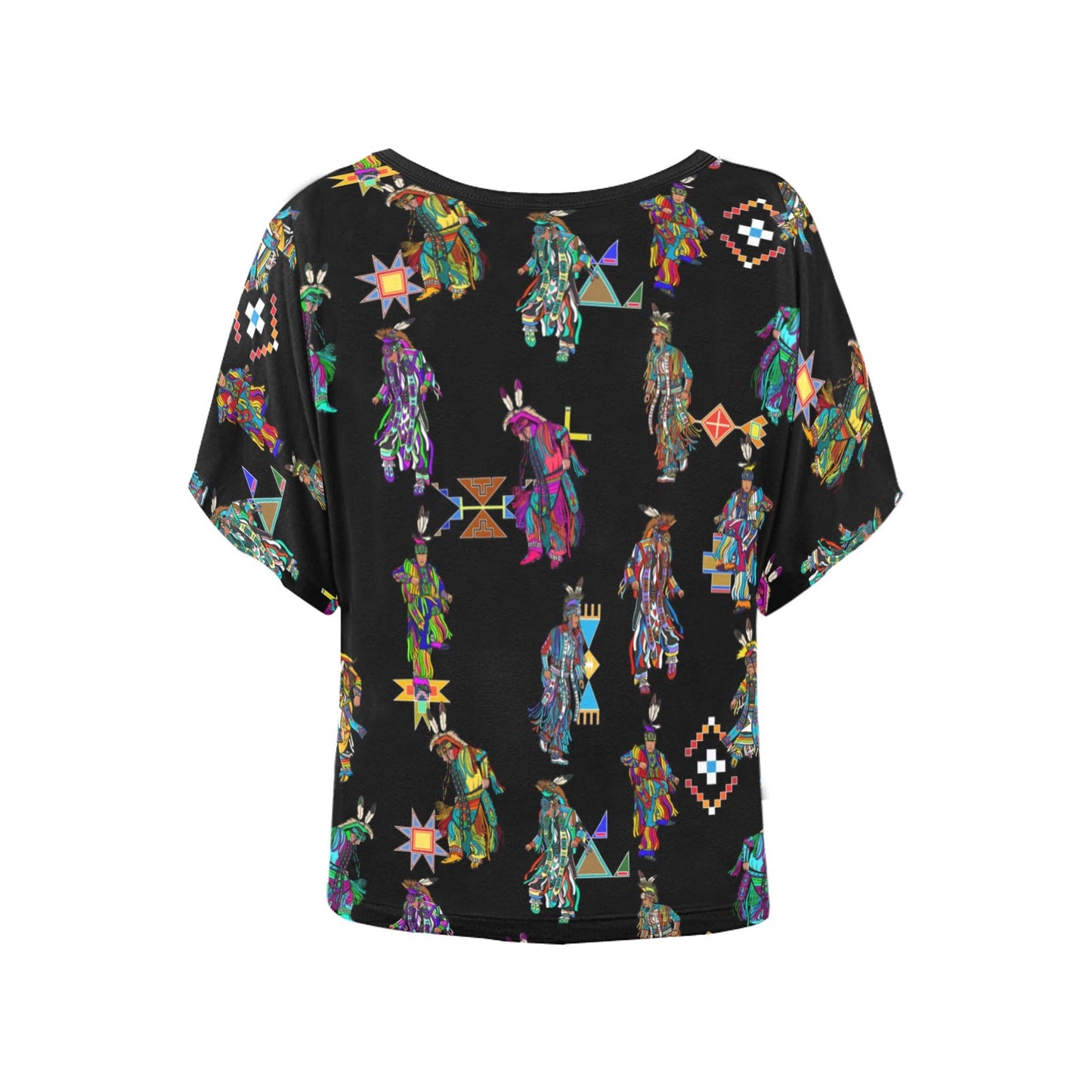 Men's Grass Dancers Black Women's Batwing-Sleeved Blouse T shirt