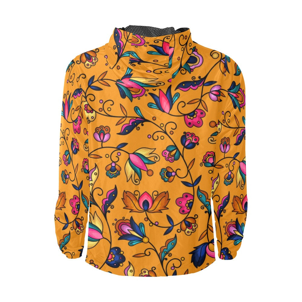 Copper Prairie Petals Orange Men's Windbreaker