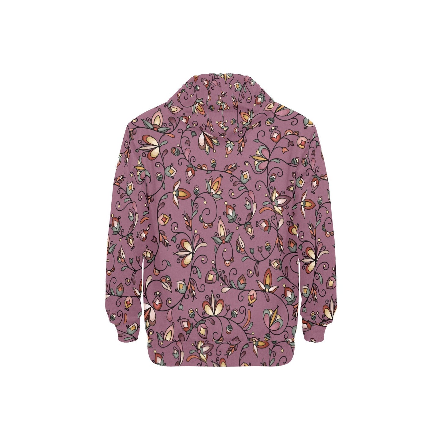 Burnt Sky Petals Magenta Men's Long Sleeve Fleece Hoodie