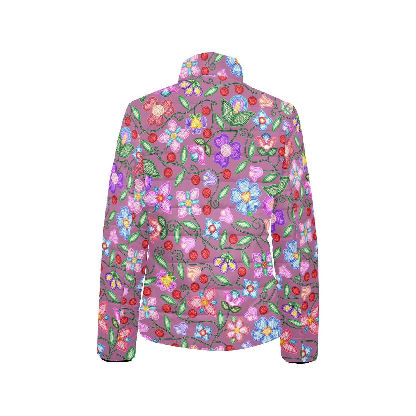 Petal Harmony Dusty Rose Stand Collar Jacket