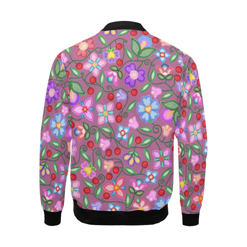 Petal Harmony Dusty Rose Bomber Jacket