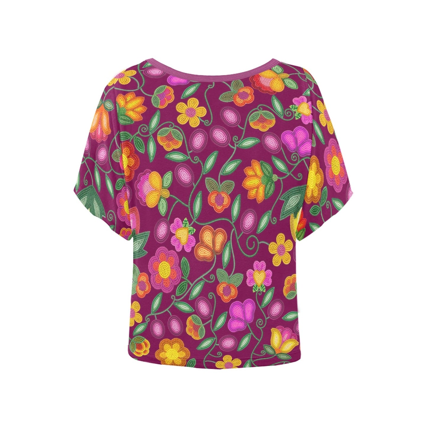 Boreal Bounty Dark Magenta Batwing Blouse