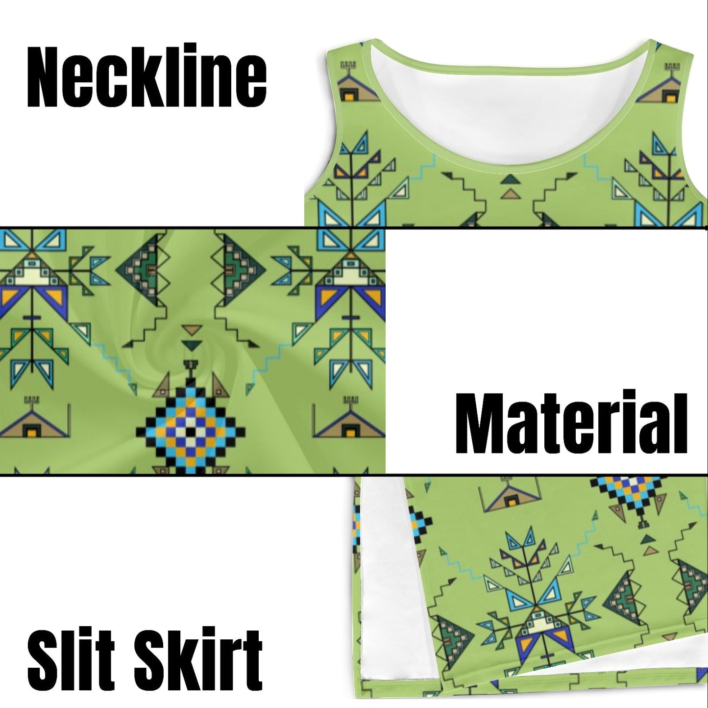 Bear Shield Green Phaedra Sleeveless Open Fork Long Dress