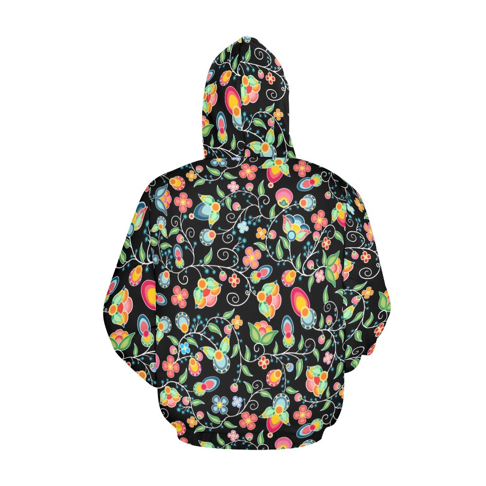 Floral Bounty Black Hoodie for Men