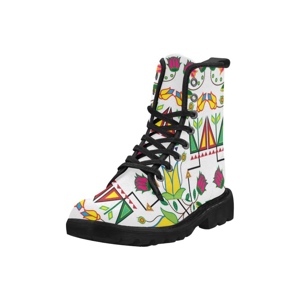 Geometric Floral Summer-White Boots