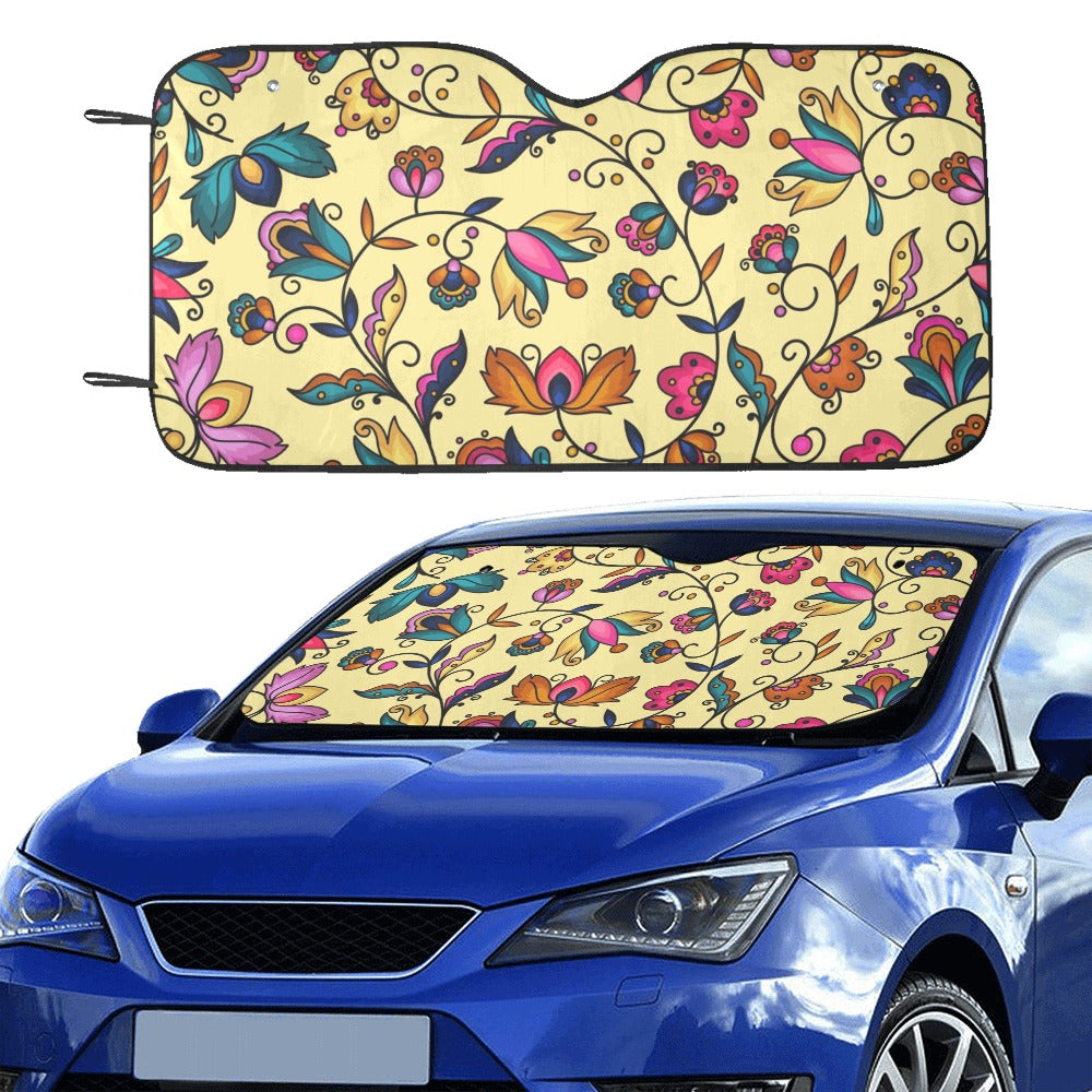 Copper Prairie Petals Yellow Car Sun Shade 55"x30"