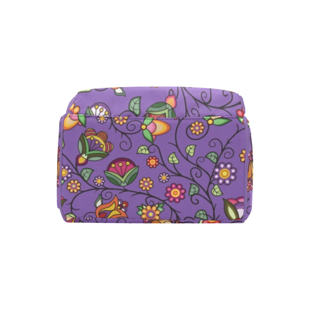 Heartbeat Petals Purple Multi-Function Diaper Backpack