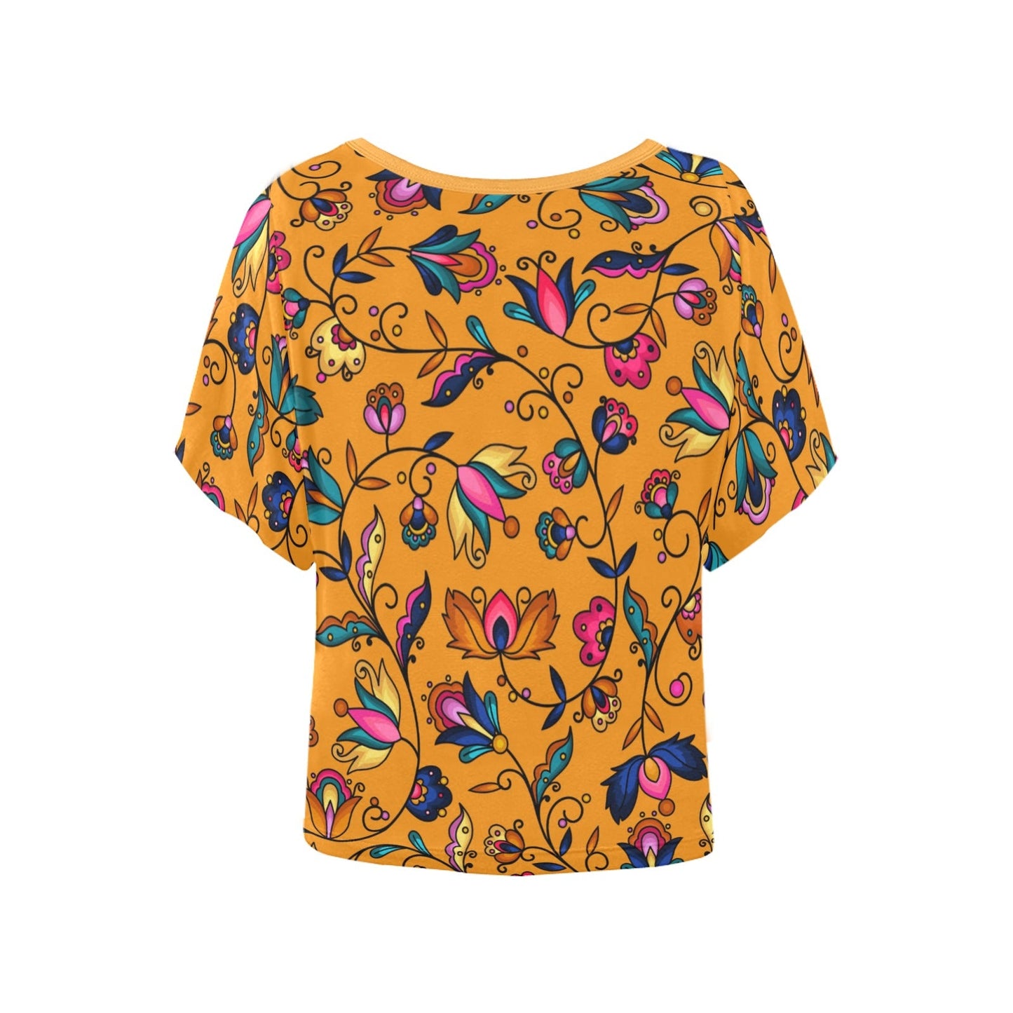 Copper Prairie Petals Orange Women's Batwing-Sleeved Blouse T shirt