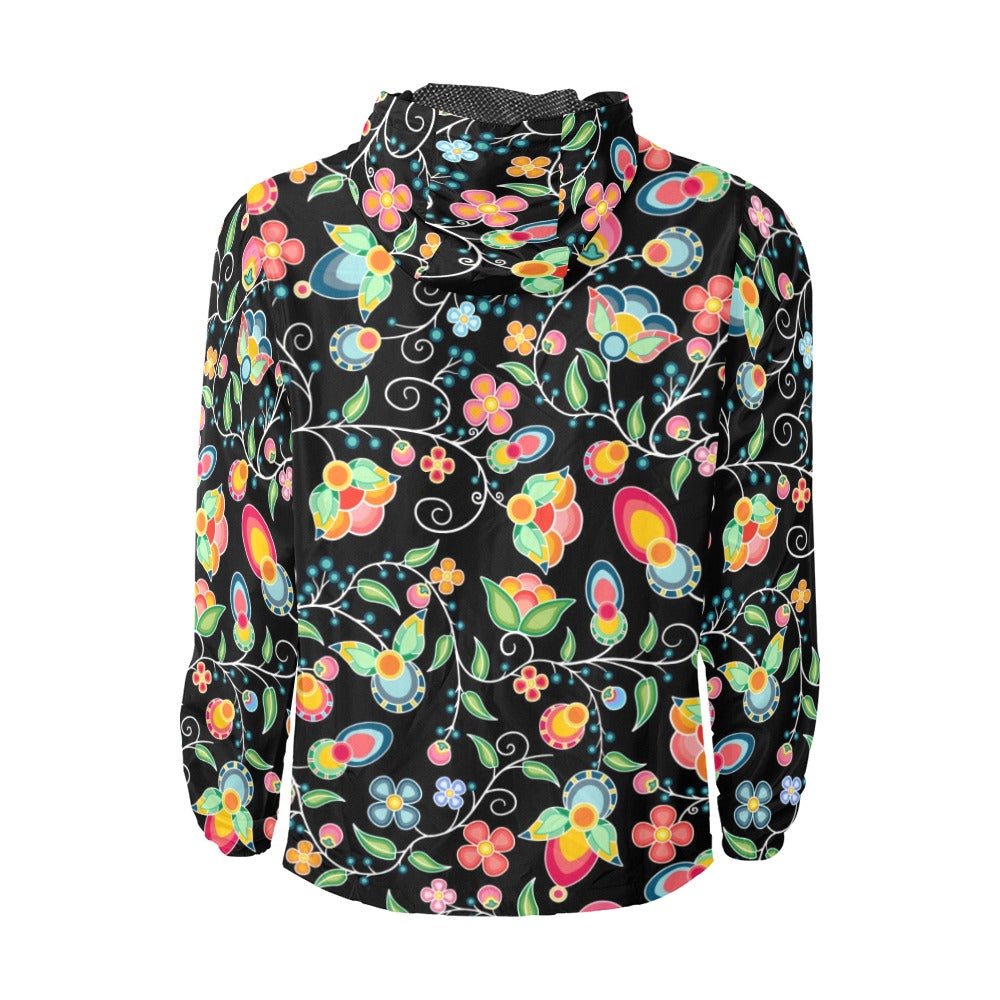 Floral Bounty Black Men's Windbreaker
