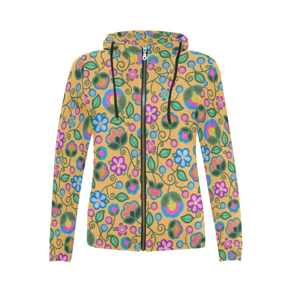 Turquoise Sunbeam Full Zip Hoodie For Women