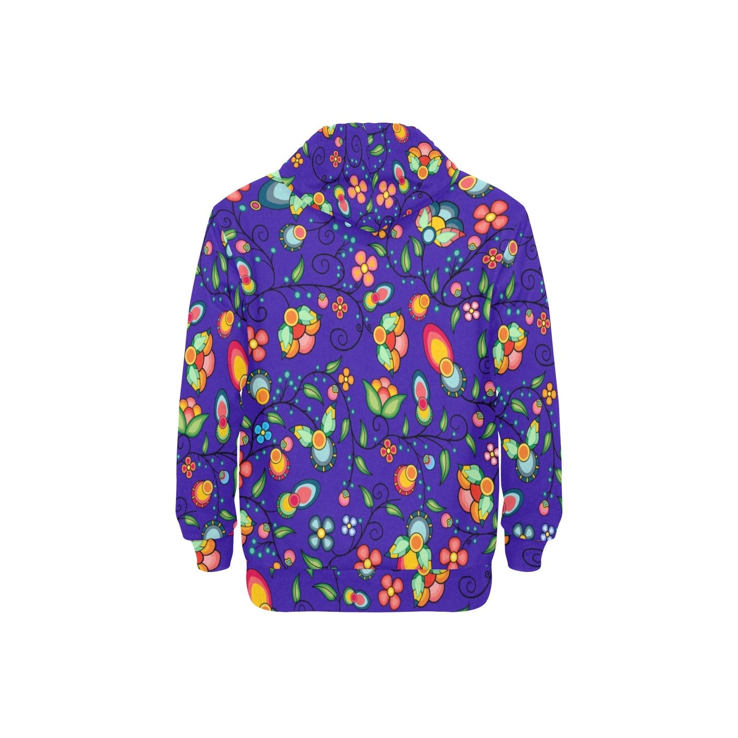 Floral Bounty Blue Men's Long Sleeve Fleece Hoodie