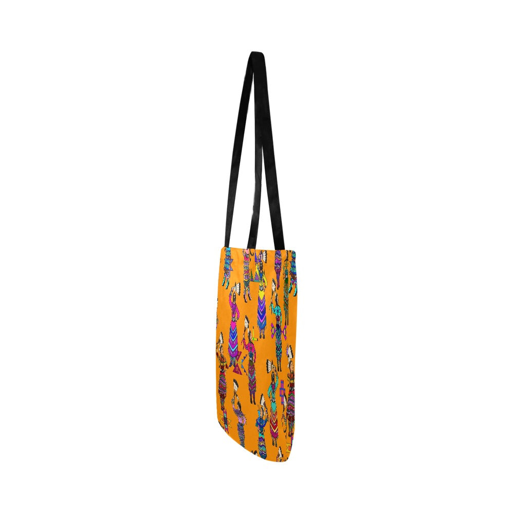 Women's Jingle Dancers Orange Reusable Shopping Bag