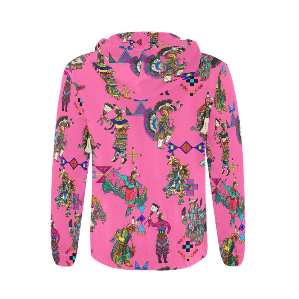 Grand Entry Dancer Pink Men's Zipper Hoodie