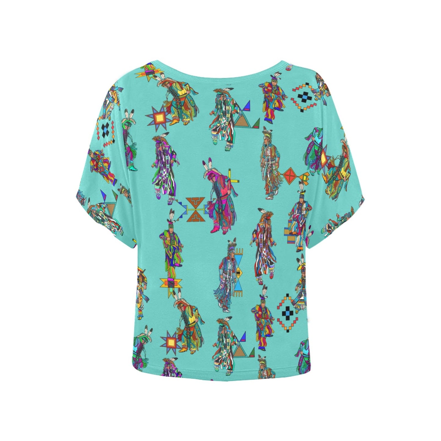 Men's Grass Dancers Eggshell Blue Women's Batwing-Sleeved Blouse T shirt