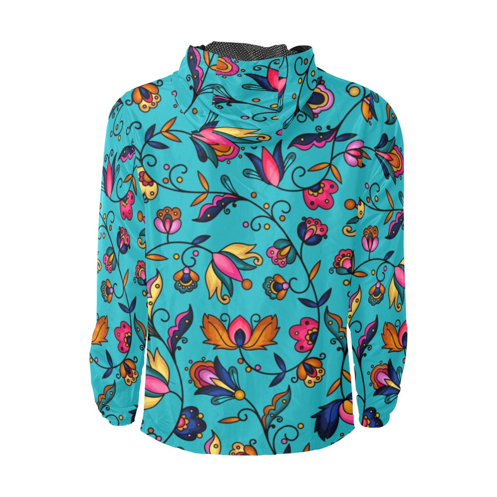 Copper Prairie Petals Turquoise Men's Windbreaker