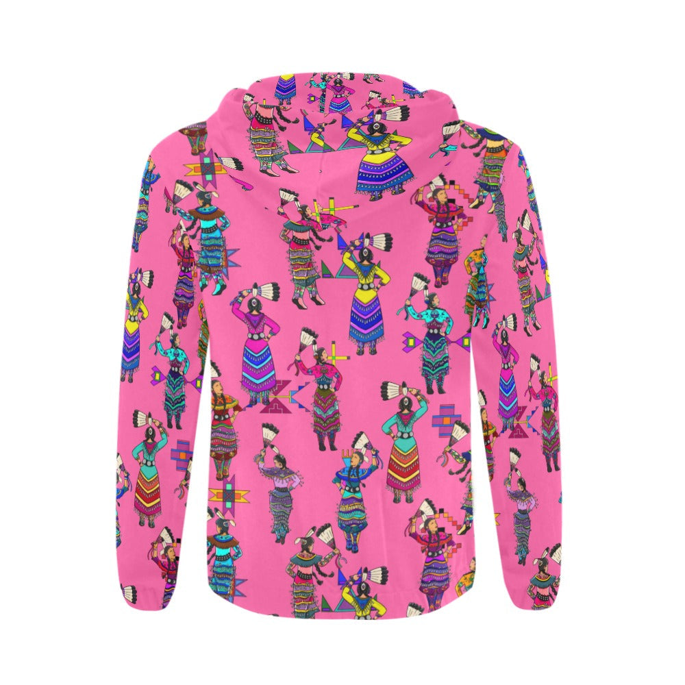 Women's Jingle Dancers Pink Men's Zipper Hoodie