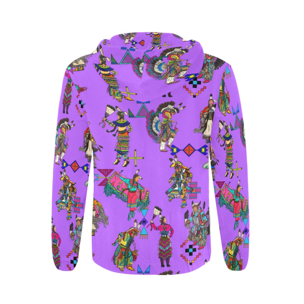 Grand Entry Dancers Purple Men's Zipper Hoodie
