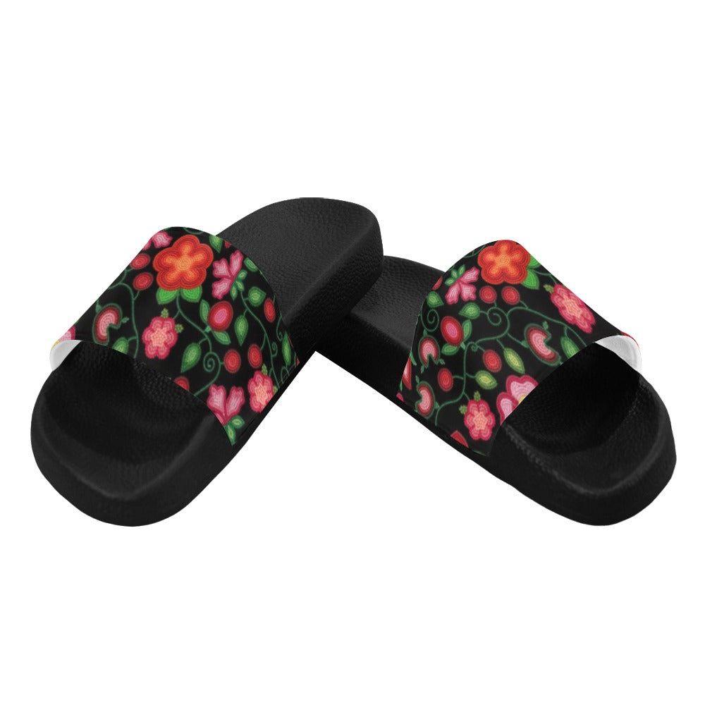 Rose Reverie Black Slide Sandals
