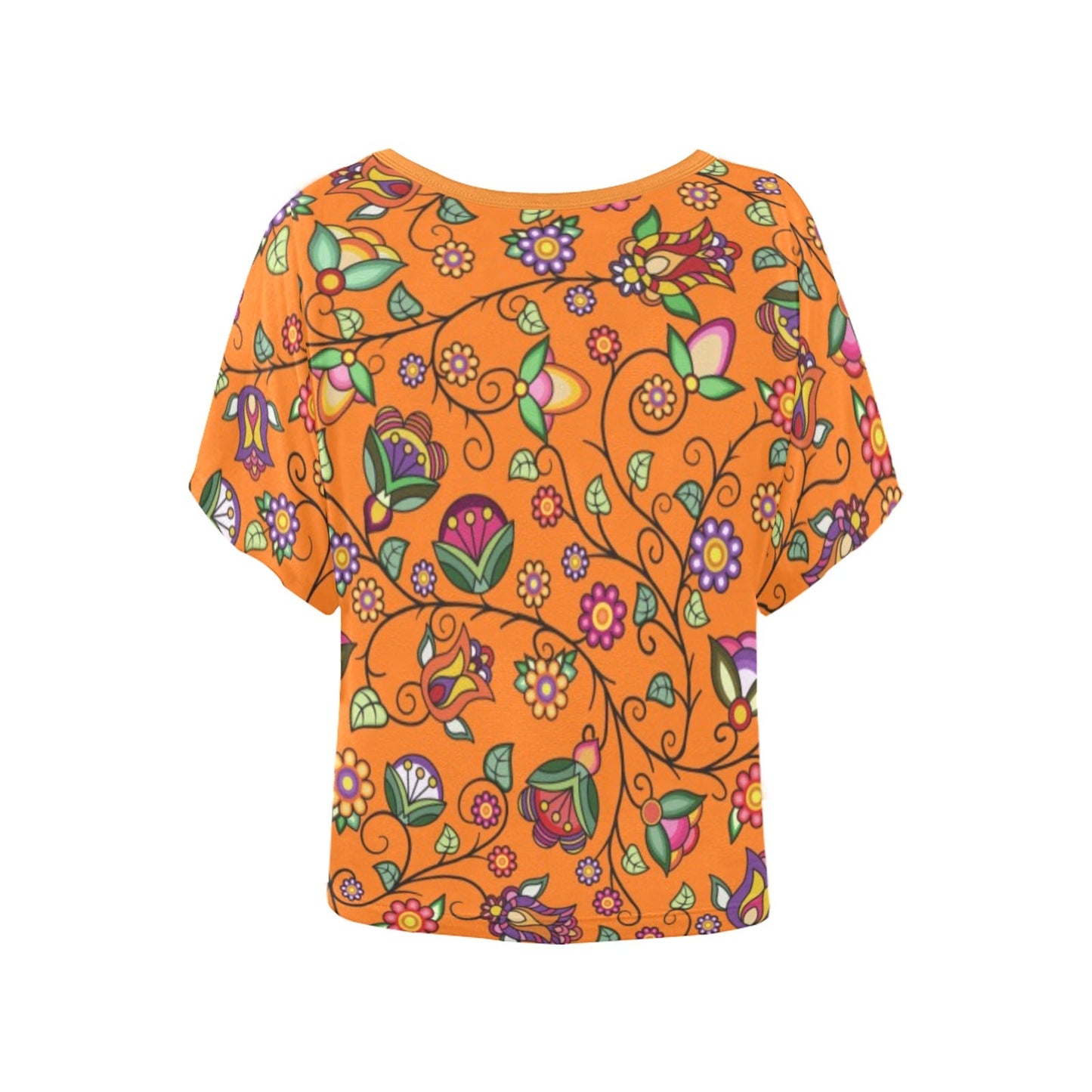 Heartbeat Petals Orange Women's Batwing-Sleeved Blouse T shirt
