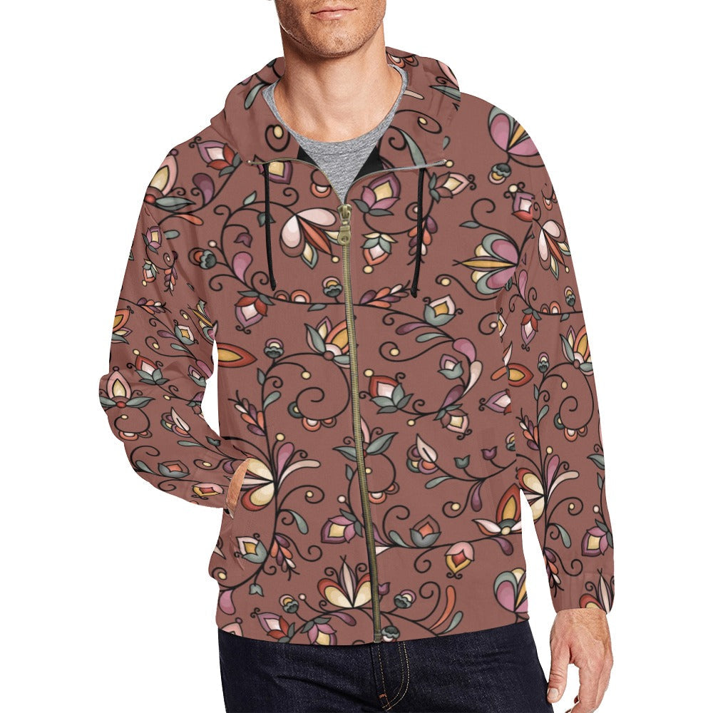 Burnt Sky Petals Men's Zipper Hoodie