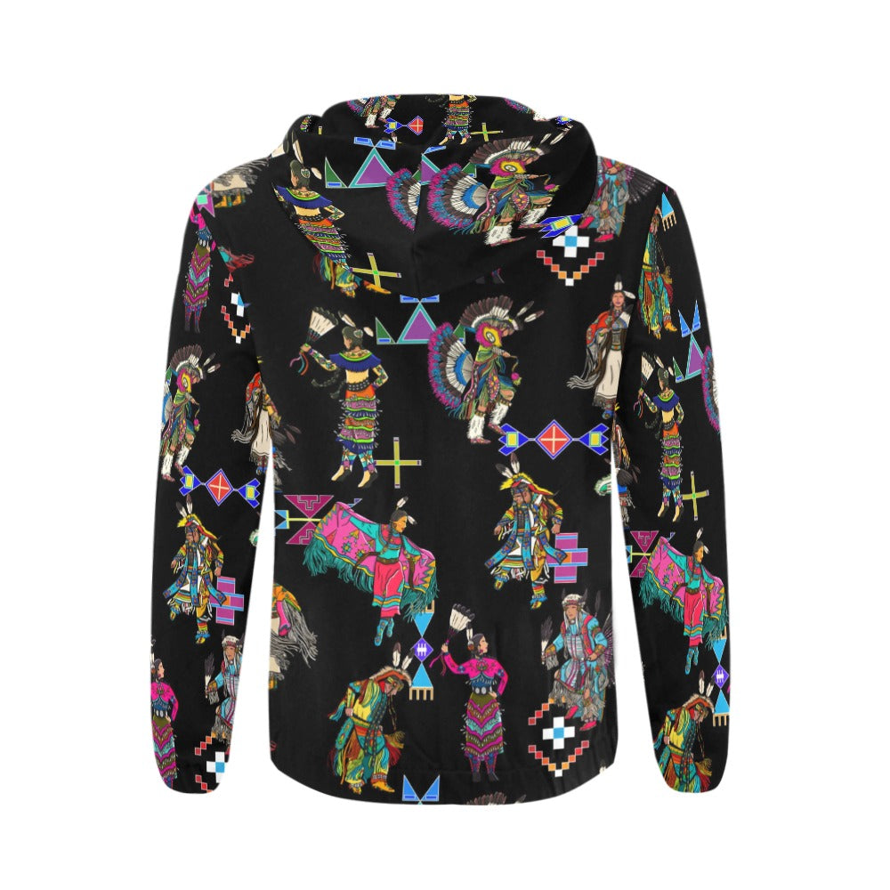 Grand Entry Dancers Black Men's Zipper Hoodie