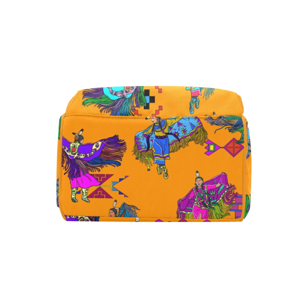 Women's Fancy Dancers Orange Multi-Function Diaper Backpack