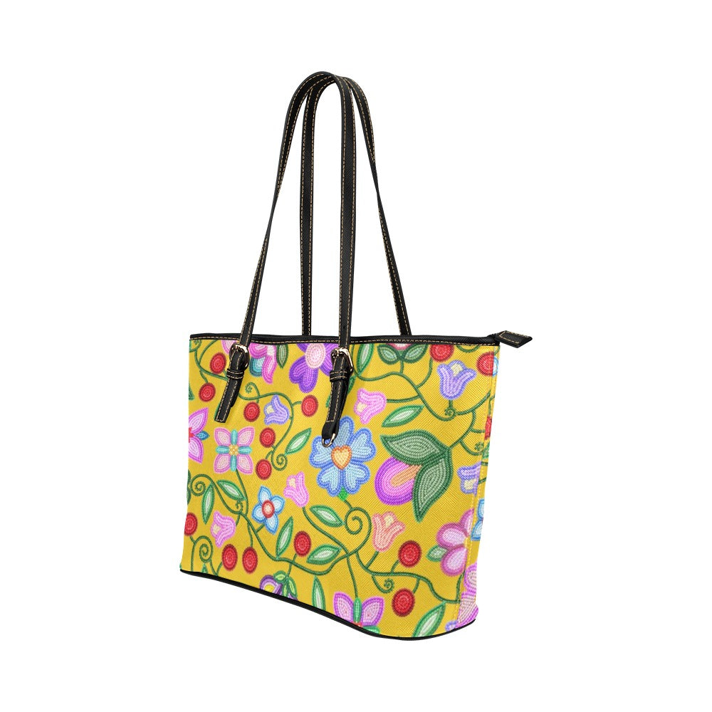 Petal Harmony Ochre Leather Tote