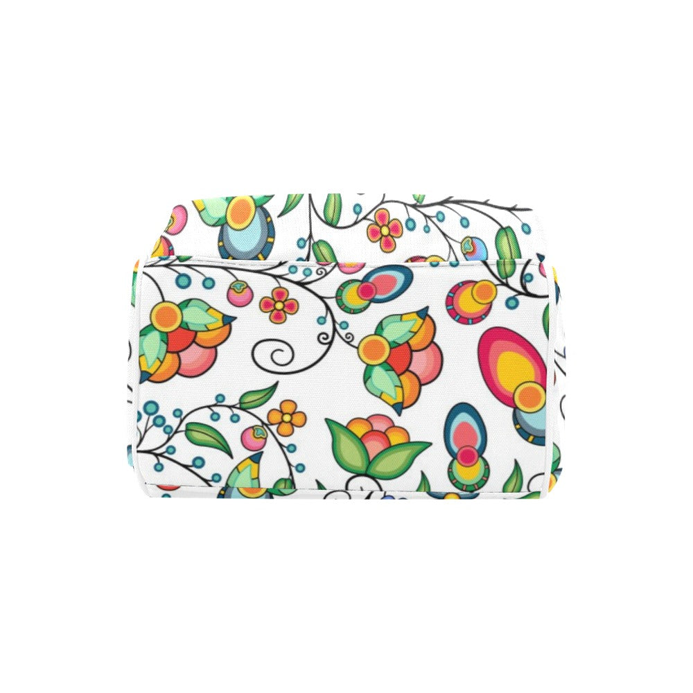 Floral Bounty White Multi-Function Diaper Backpack