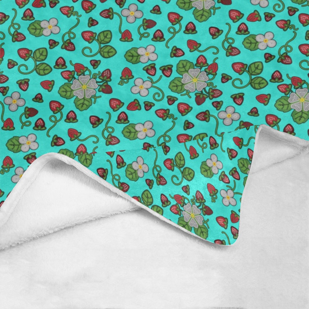 Strawberry Dreams Turquoise Ultra-Soft Micro Fleece Blanket 50"x60"