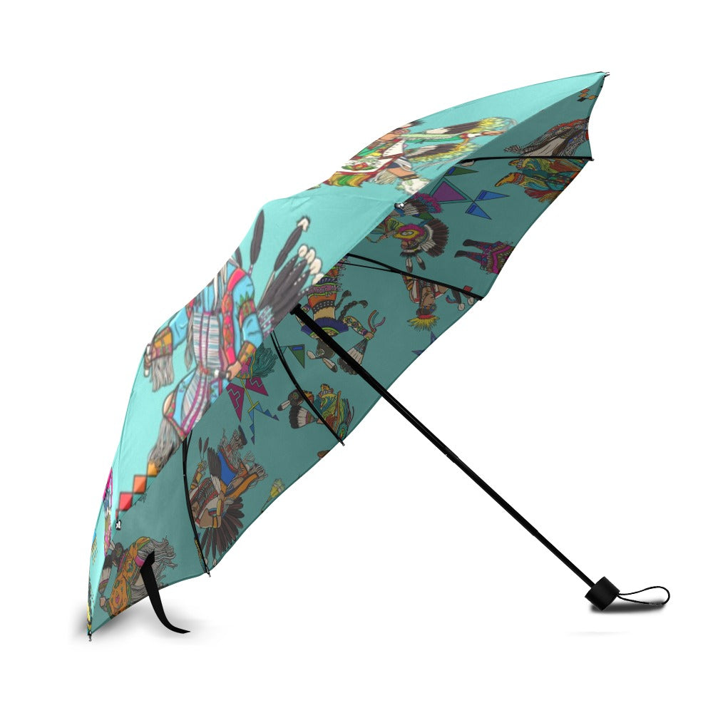 Grand Entry Dancers Eggshell Blue Foldable Umbrella