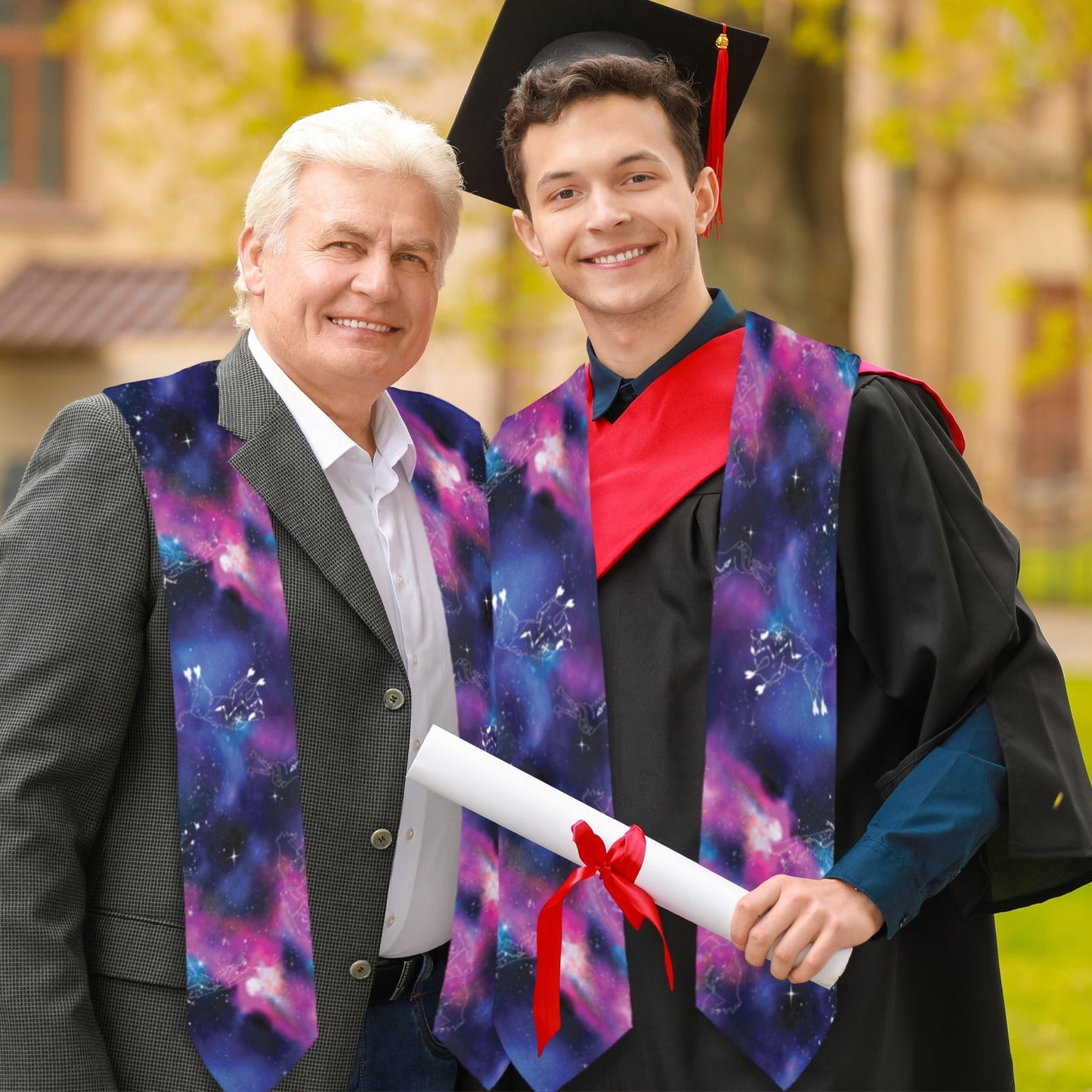 Animal Ancestors 1 Blue and Pink Graduation Stole