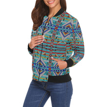 Load image into Gallery viewer, Medicine Blessing Turquoise Bomber Jacket for Women
