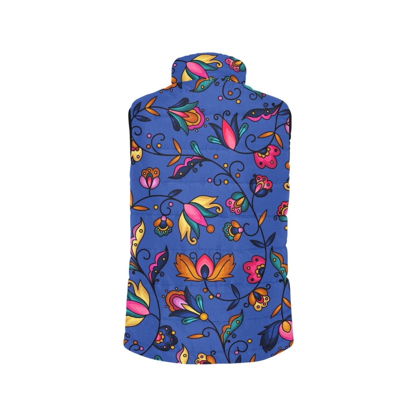 Copper Prairie Petals Blue Women's Padded Vest Jacket