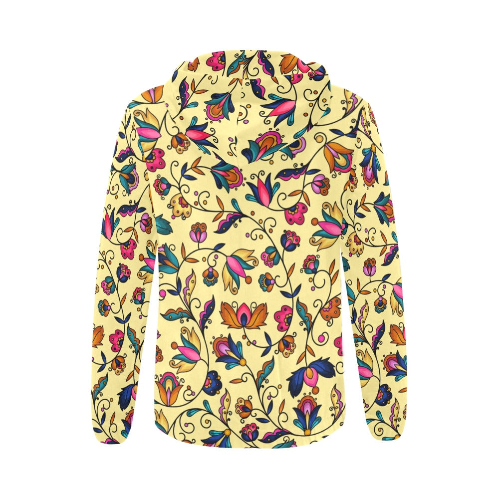 Copper Prairie Petals Yellow Full Zip Hoodie for Women