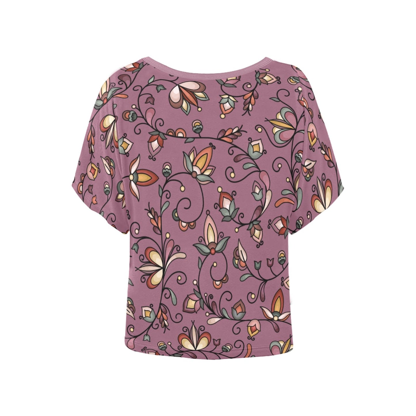 Burnt Sky Petals Magenta Women's Batwing-Sleeved Blouse T shirt