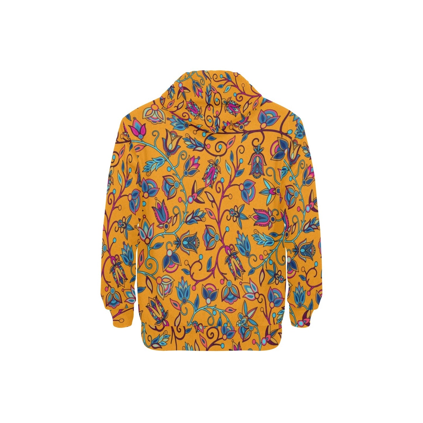 Buffalo Bloom Orange Men's Long Sleeve Fleece Hoodie