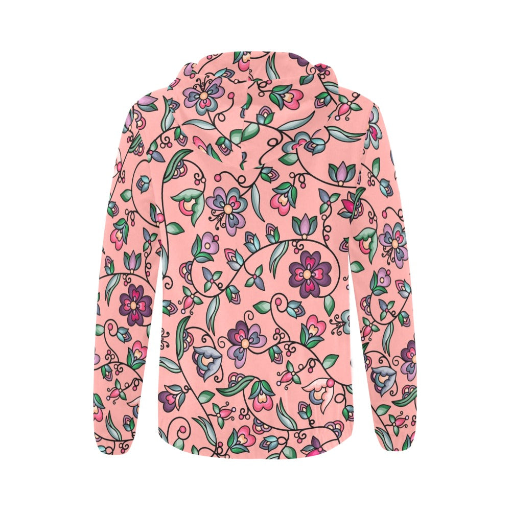 Amber Evening Garland Peach Full Zip Hoodie for Women