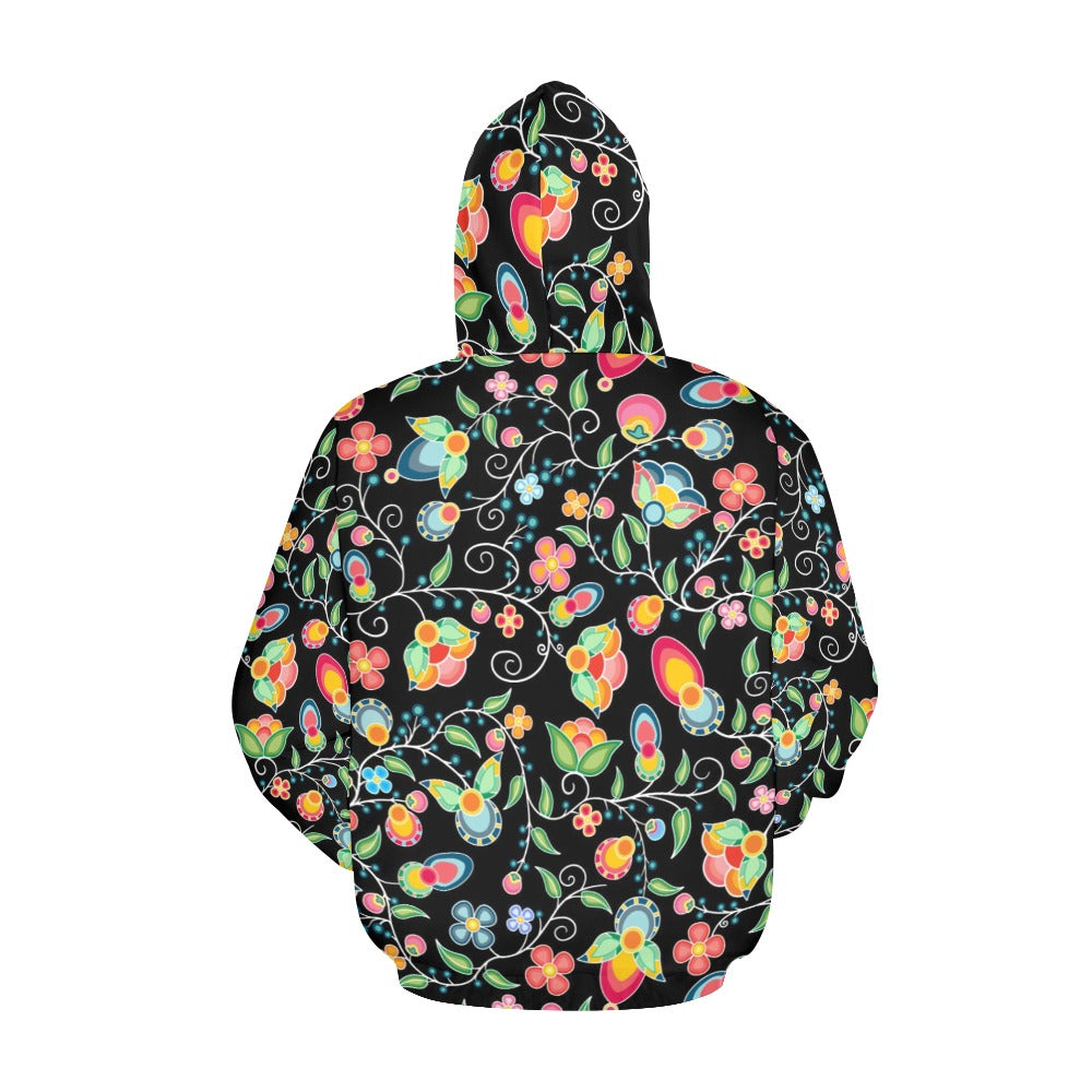 Floral Bounty Black Hoodie for Women