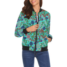 Load image into Gallery viewer, Takwakin Harvest Turquoise Bomber Jacket for Women
