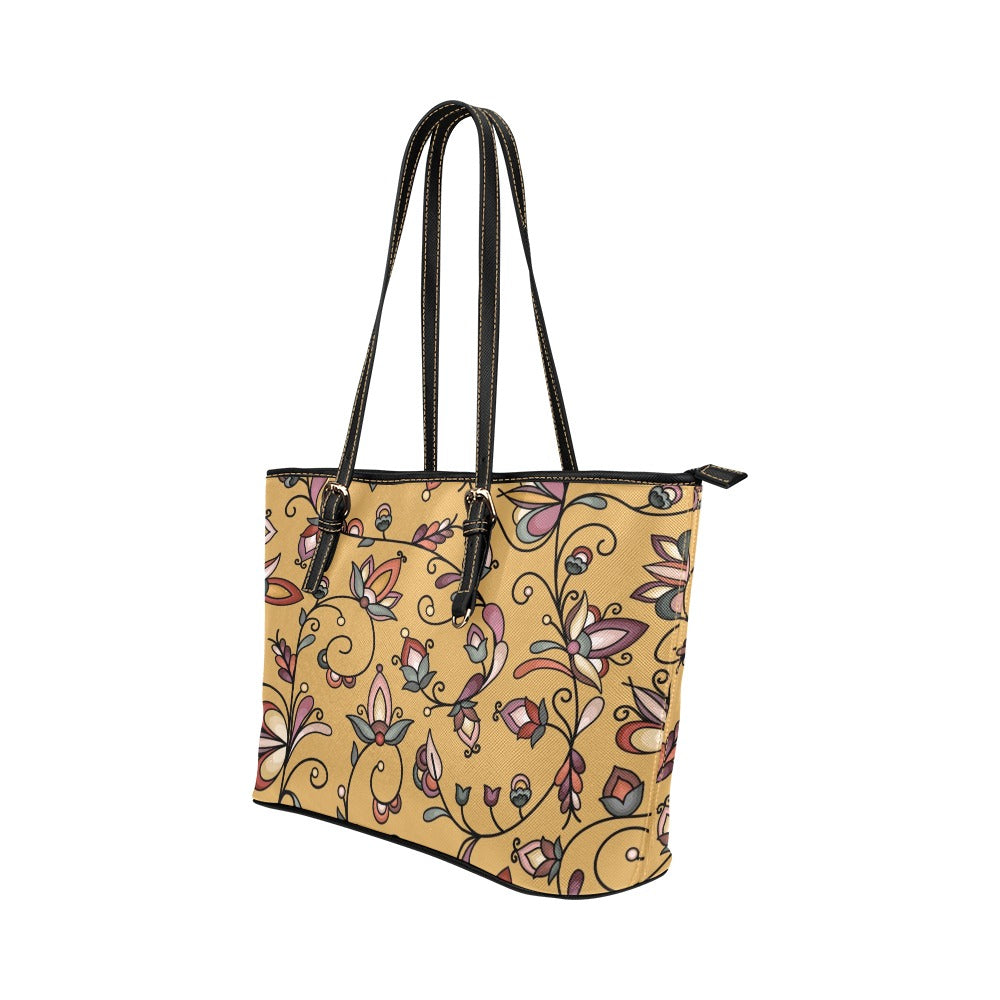 Burnt Sky Petals Gold Leather Tote