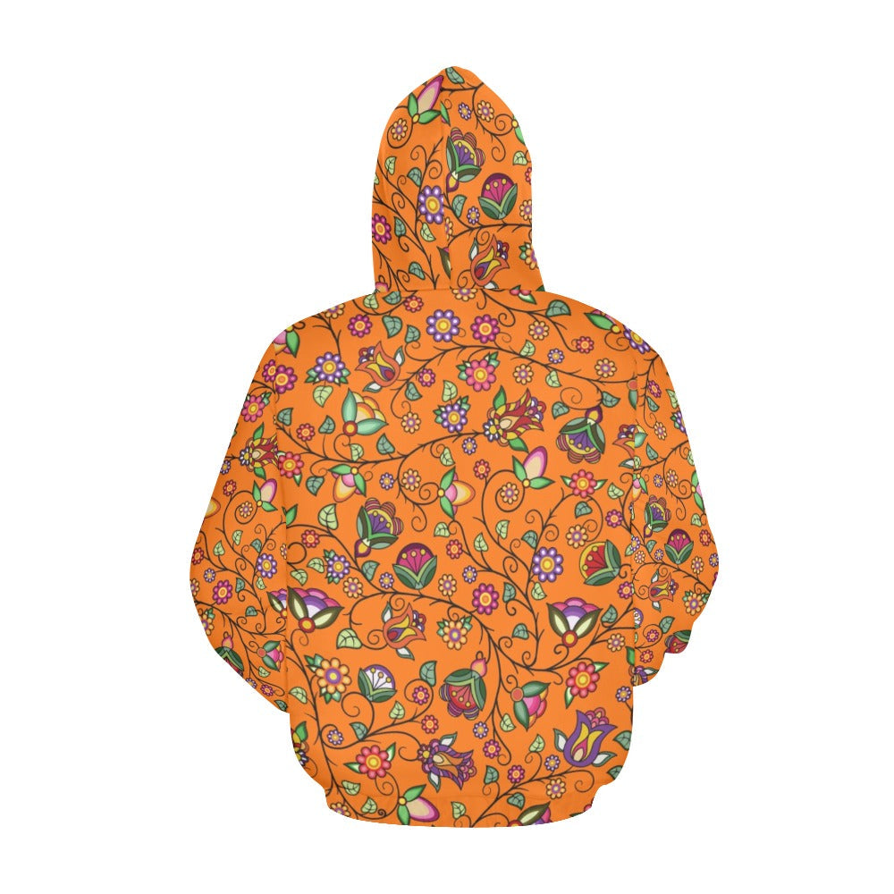 Heartbeat Petals Orange Hoodie for Women