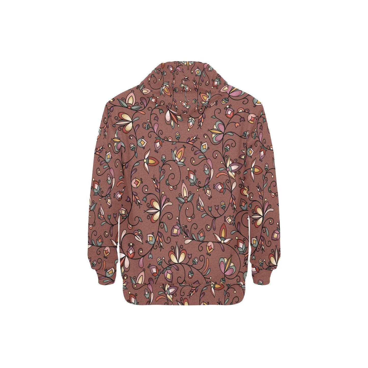 Burnt Sky Petals Brown Men's Long Sleeve Fleece Hoodie